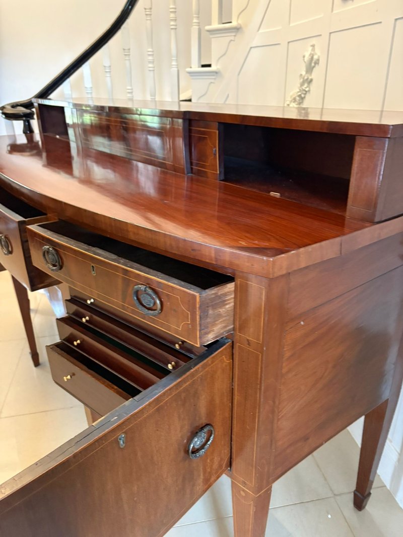 Outstanding Quality Large Antique George III Mahogany and Boxwood Strung Bow Fronted Sideboard - Image 8